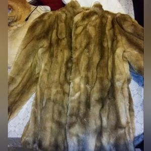 Authentic Rabbit Fur Coat! Size M/L & Tan/Light Brown